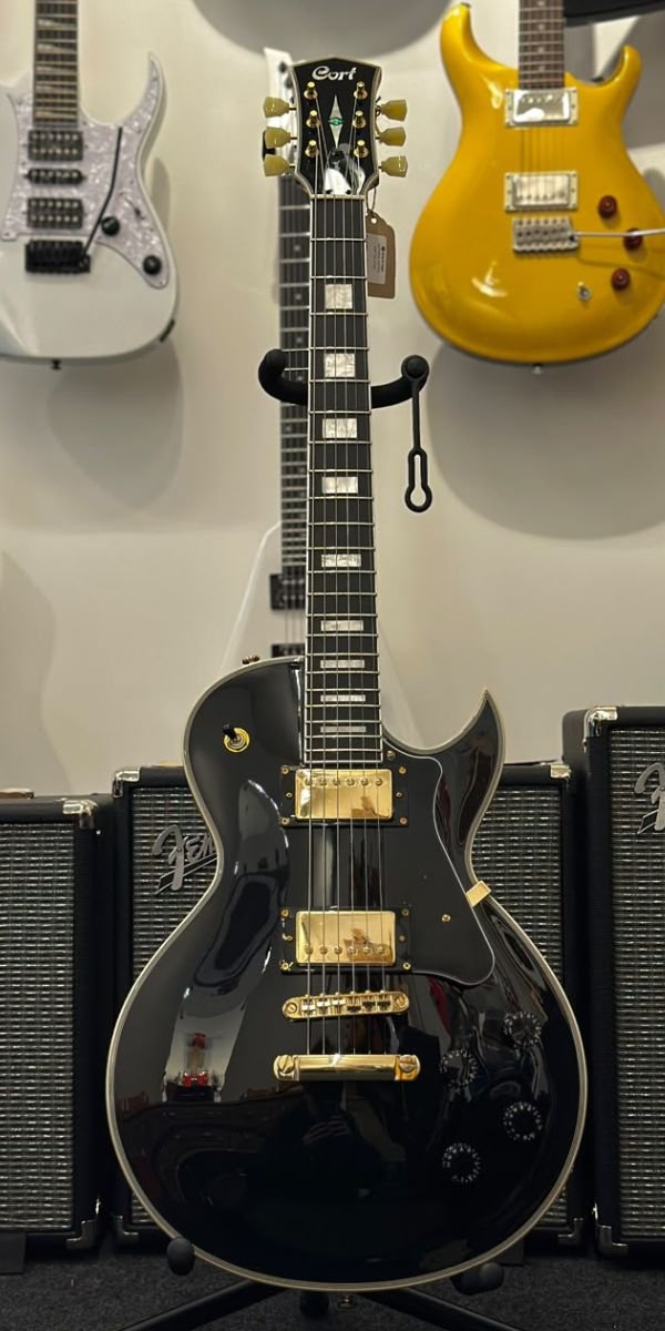 Guitarra Les Paul Cort CR270 BK Black 2 Humbuckers Braço Colado Ferragens Douradas