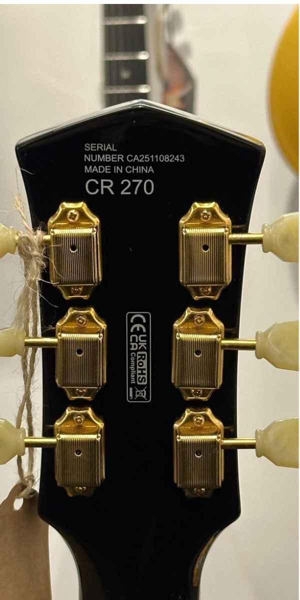 Guitarra Les Paul Cort CR270 BK Black 2 Humbuckers Braço Colado Ferragens Douradas