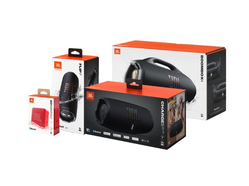 JBL GoEssential, Flip, Charge ou Boombox: qual caixa de som portátil combina melhor com você?