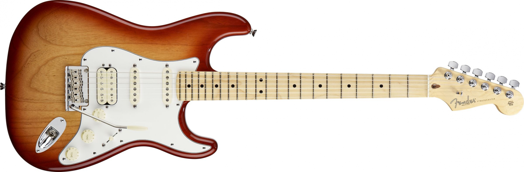 GUITARRA FENDER 011 3102 - AM STANDARD STRATOCASTER ASH HSS MN - 747 - SIENNA SUNBURST