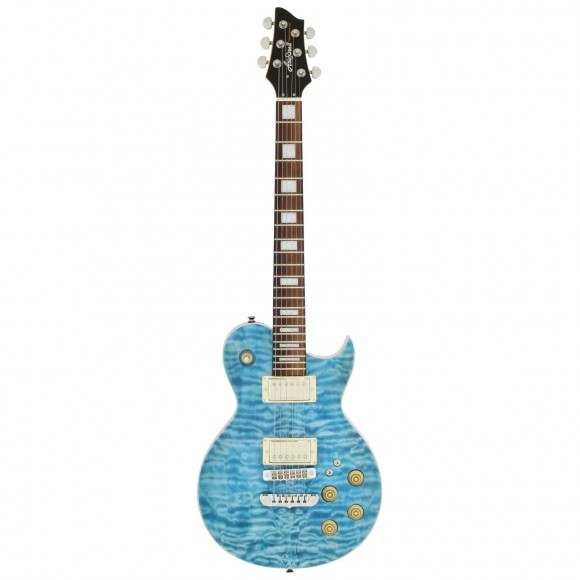 Guitarra Aria Pro II Les Paul PE-480 See-Through Emerald Blue