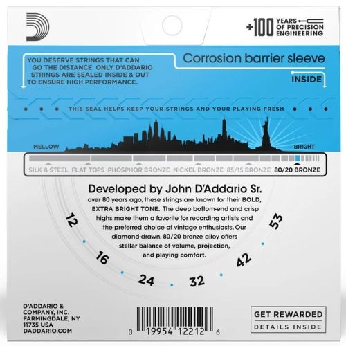 Encordoamento Violão Aço D'addario 012 Ej11 