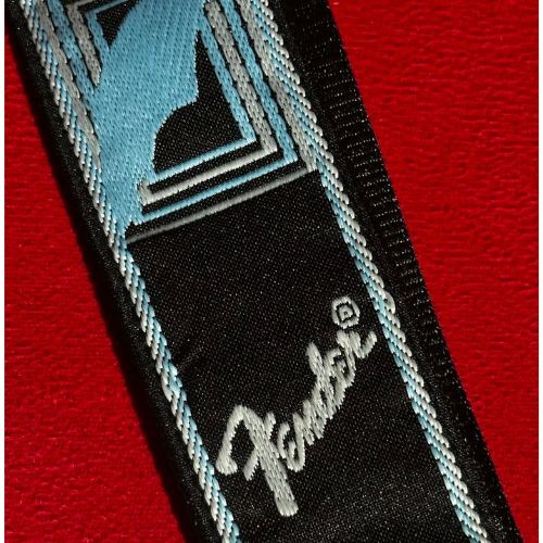 Correia Fender Monogrammed Strap Black Light Grey Blue 2” Para Guitarra Baixo e Violão 