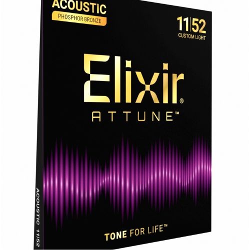 Encordoamento Elixir Attune 011-052 Custom Light Phosphor Bronze Para Violão Aço 21027 