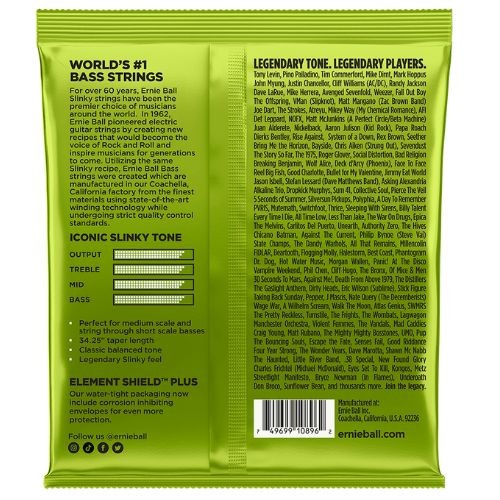 Encordoamento Ernie Ball Regular Slinky 045–105 Medium Scale Para Baixo 4 Cordas P02856 
