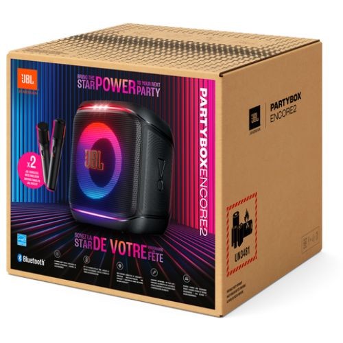 Caixa de Som Jbl Partybox Encore 2 Bluetooth 100w Rms Com 2 Microfones Sem Fio, Bateria de Até 15h, Luzes Dinâmicas, Ipx4 e Som Jbl Pro Sound. 