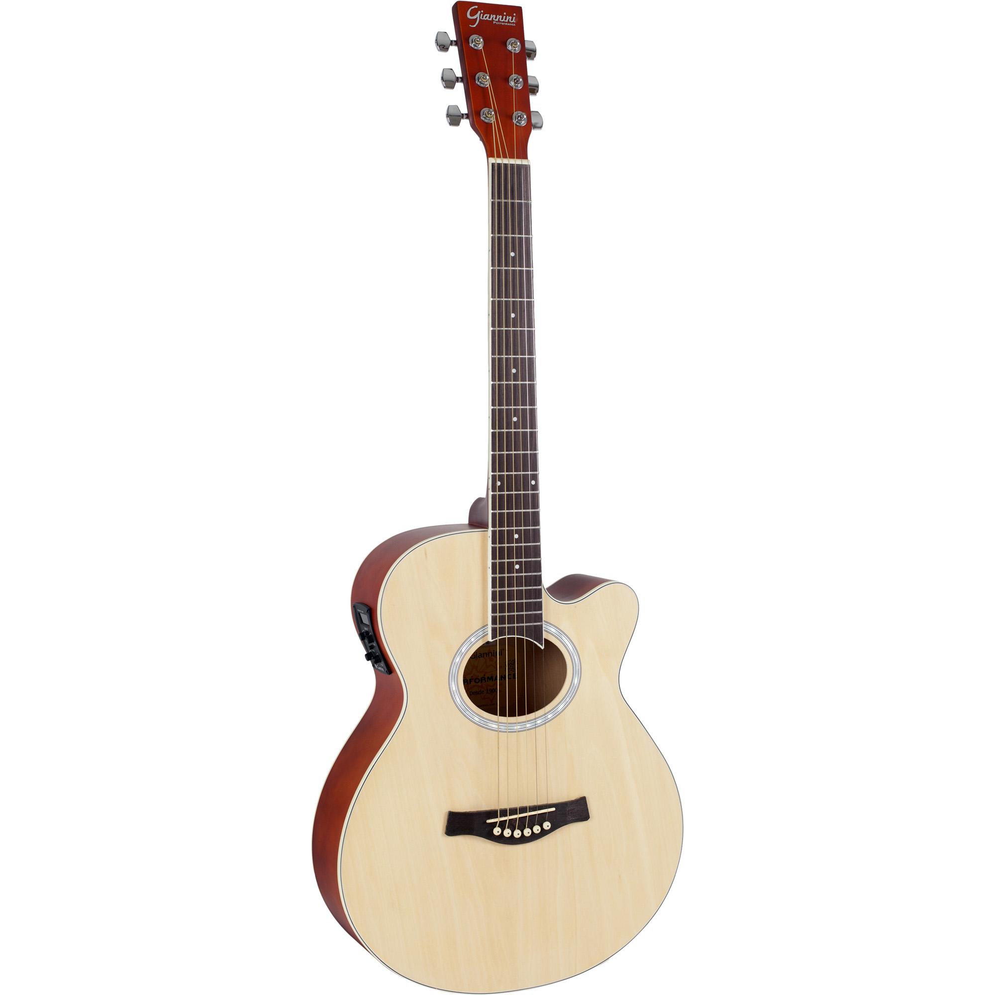 Violão Eletroacústico Mini Jumbo Cutaway Aço Gsf-1r Ceq Natural Fosco Giannini 