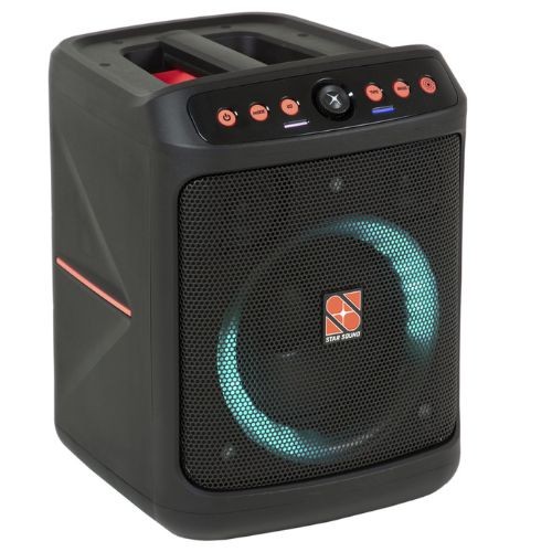 Caixa Ativa Star Sound Kub 8” 80w Com Bateria, Tws, Bass Boost e Led 