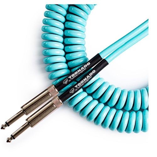 Cabo P10 Santo Angelo Tornado Espiral Azul Claro 30ft 9,15m Guitarra Baixo 