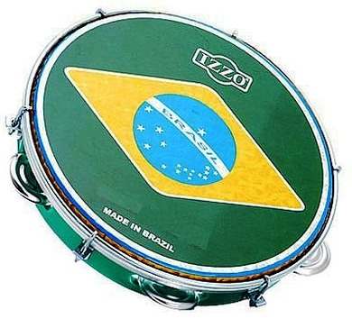 Pandeiro 10" Abs Branco C/pele Bandeira Brasil 