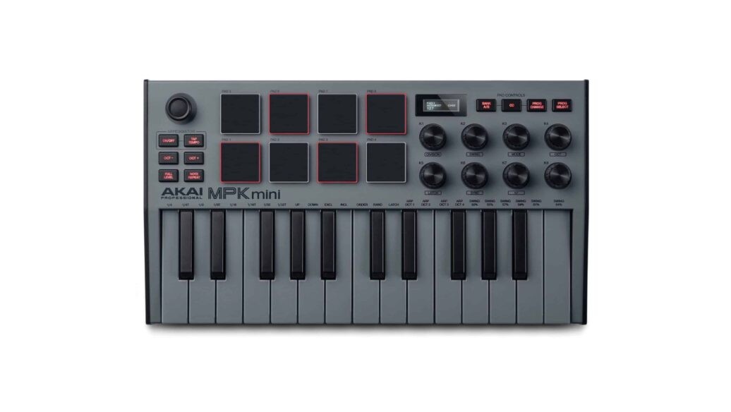 Controlador Midi Com 25 Teclas Akai Mpk Mini Mk3 Grey 