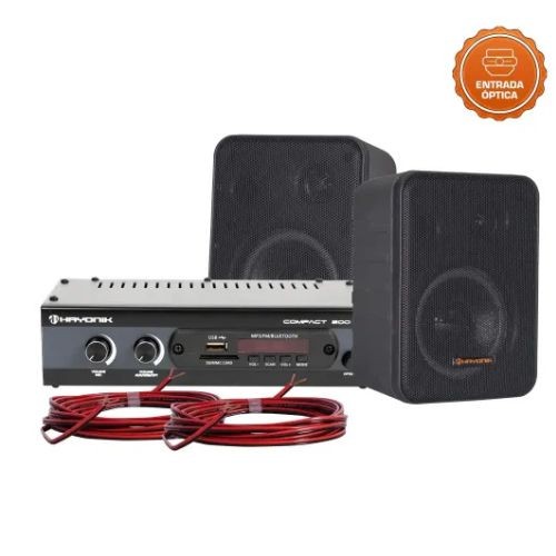 Kit Som Ambiente Hayonik Ambience 2000 od v2 Preto 200w Bluetooth Usb fm óptico 