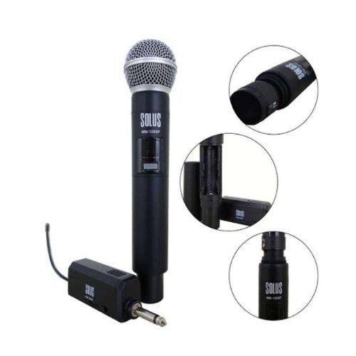 Microfone Sem Fio Solus Mm-110 Simples Vhf Para Igreja, Karaokê e Eventos 