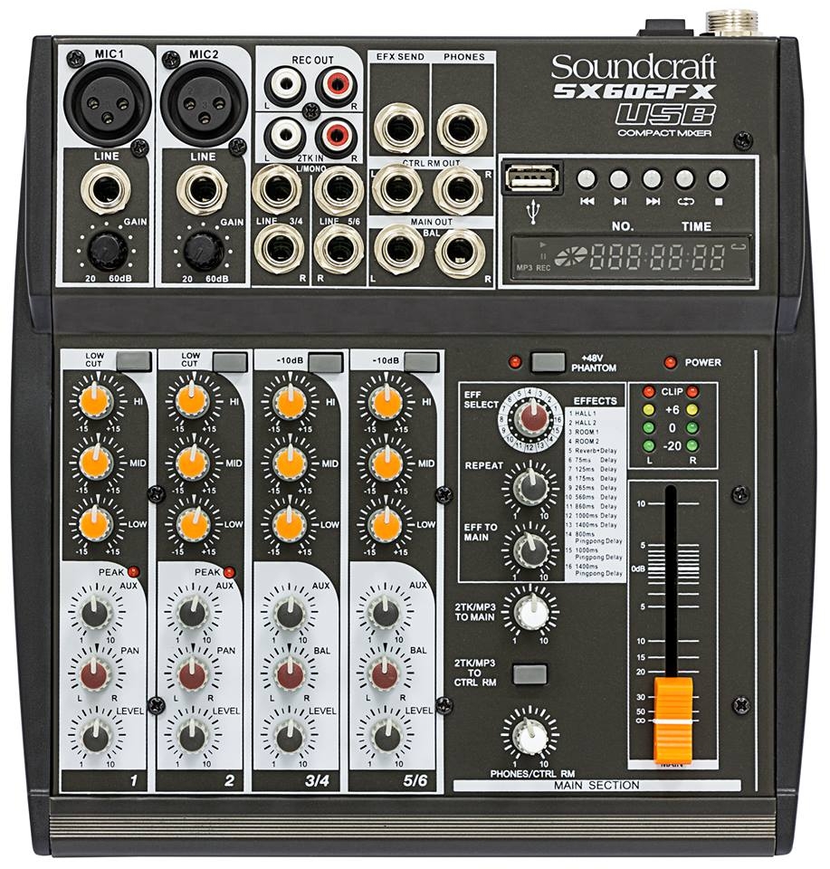 Mesa de Som Soundcraft Sx-602 fx Usb Analógica 6 Canais Com Efeitos 