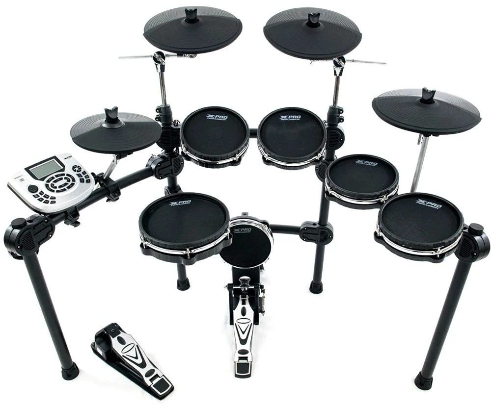 Bateria Eletrônica X-pro c. Ibañez Ed200 Mesh Pads Dual Zone Com 2 Tons, 2 Surdos e Pratos Choke 