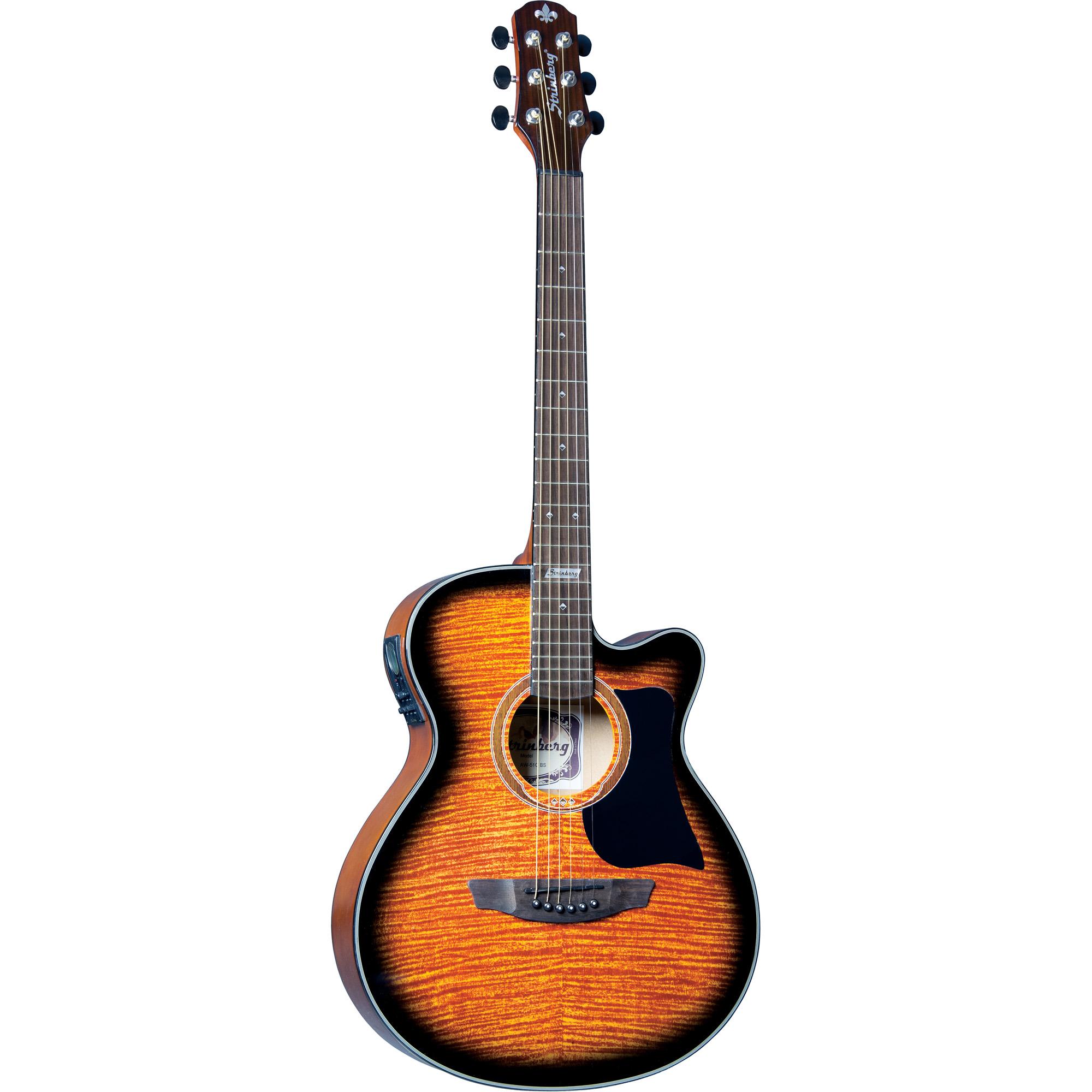 Violão Eletroacústico Artístico Aço Aw51c Transparent Brown Sunburst Strinberg 