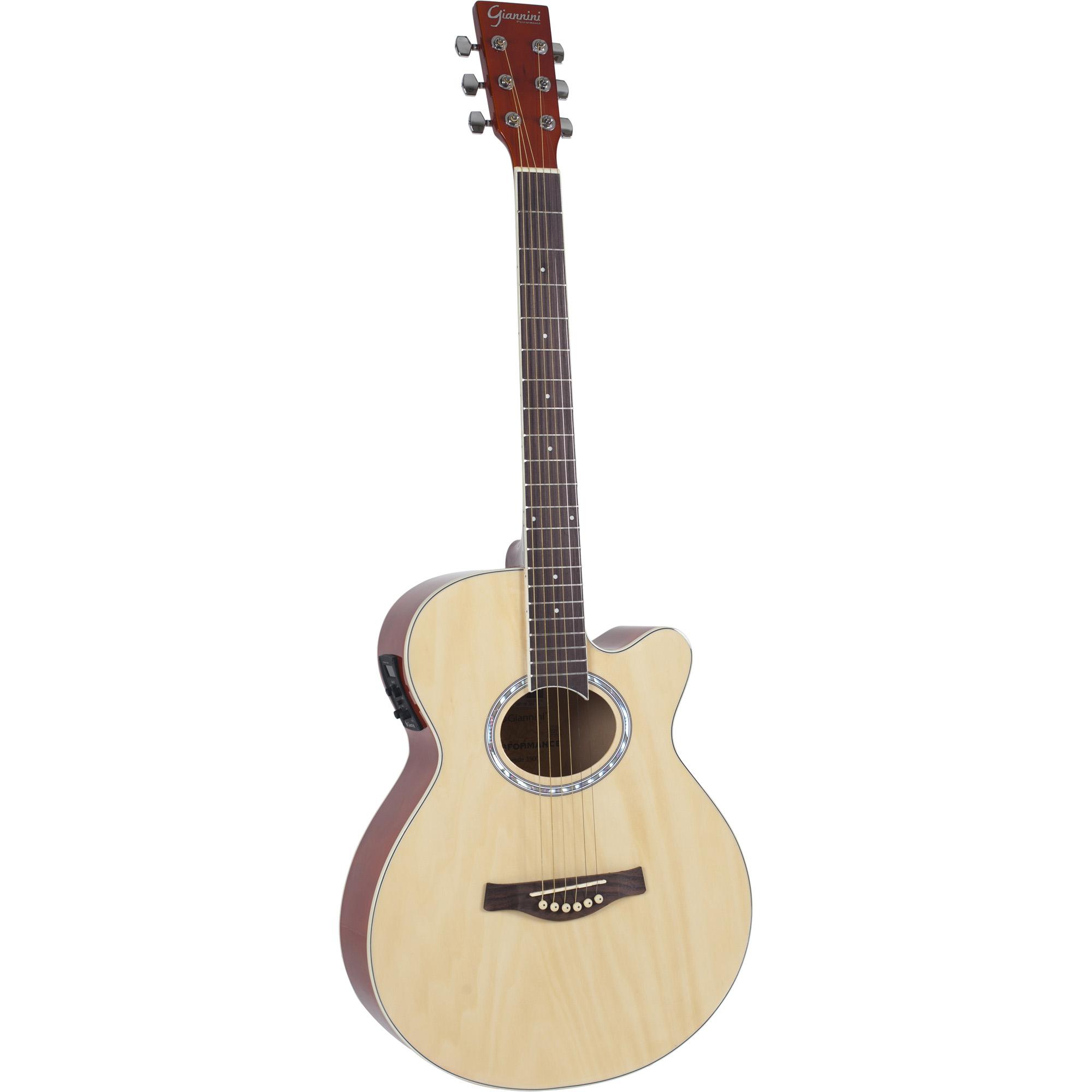 Violão Eletroacústico Mini Jumbo Cutaway Aço Gsf-1r Ceq Natural Brilhante Giannini 