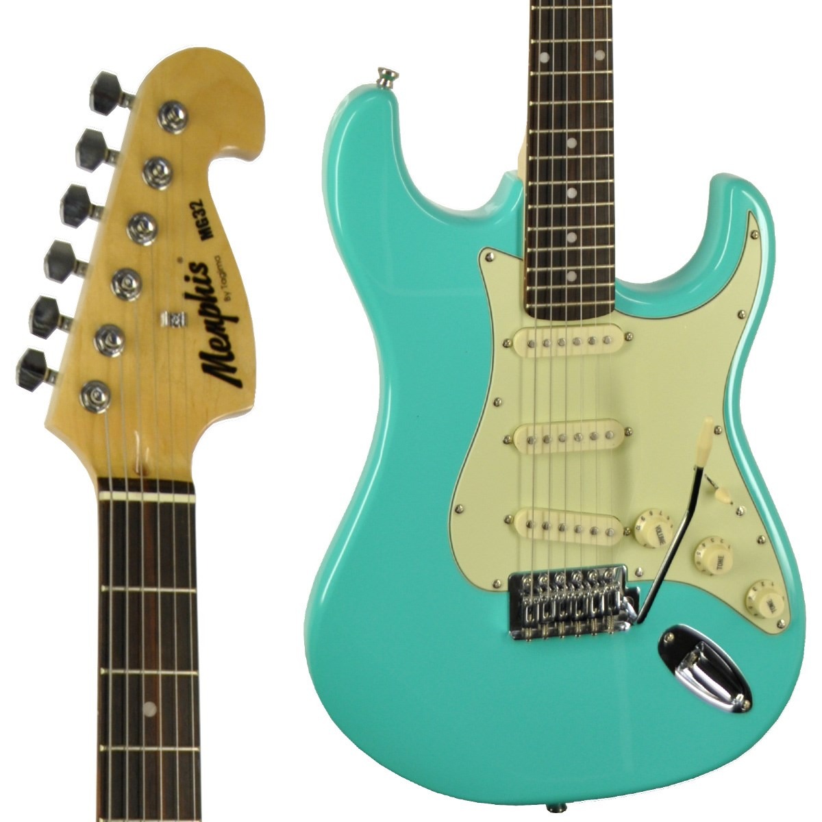 Guitarra Memphis Mg32 Strato Verde Vintage 