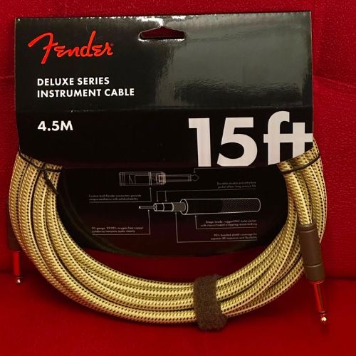 Cabo Fender Deluxe Series Tweed 15 ft P10 Reto/reto Para Guitarra e Baixo 
