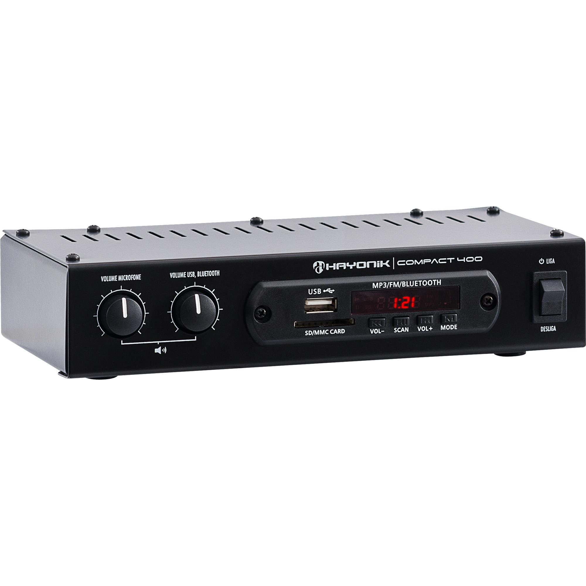 Amplificador 40w Com Bluetooth Compact 400 Preto Hayonik 