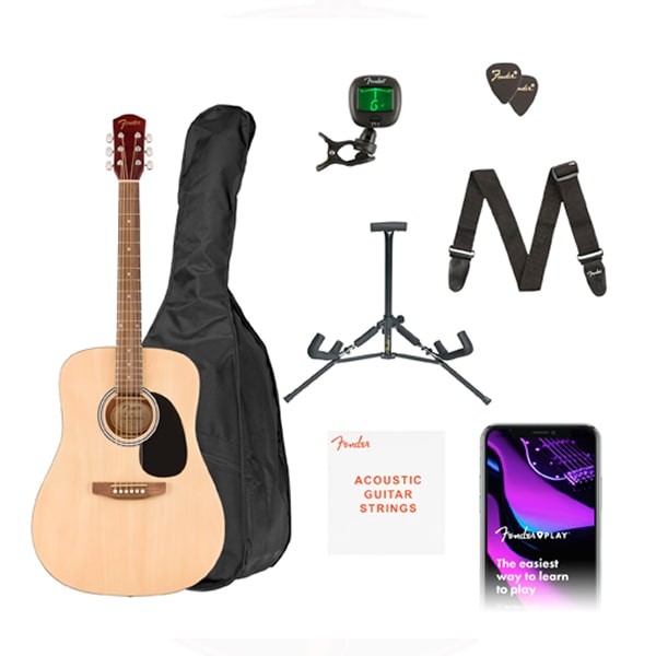 Violão de Aço Acústico Fender Fa-25 Natural Dread Pack 