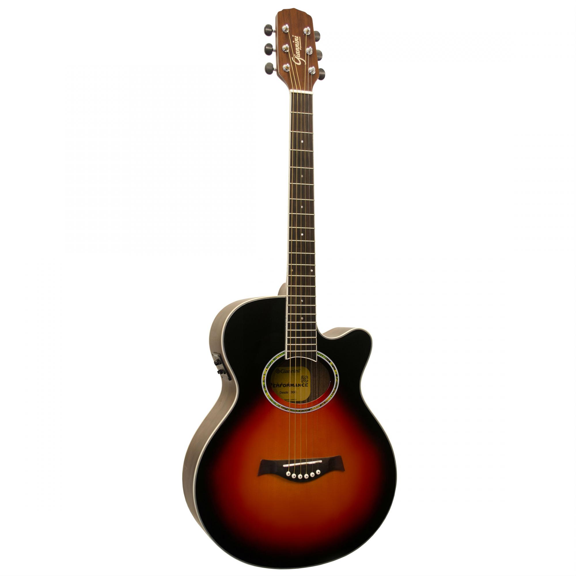 Violão Eletroacústico Mini Jumbo Cutaway Aço Gf-3r Ceq Vintage Sunburst Giannini 