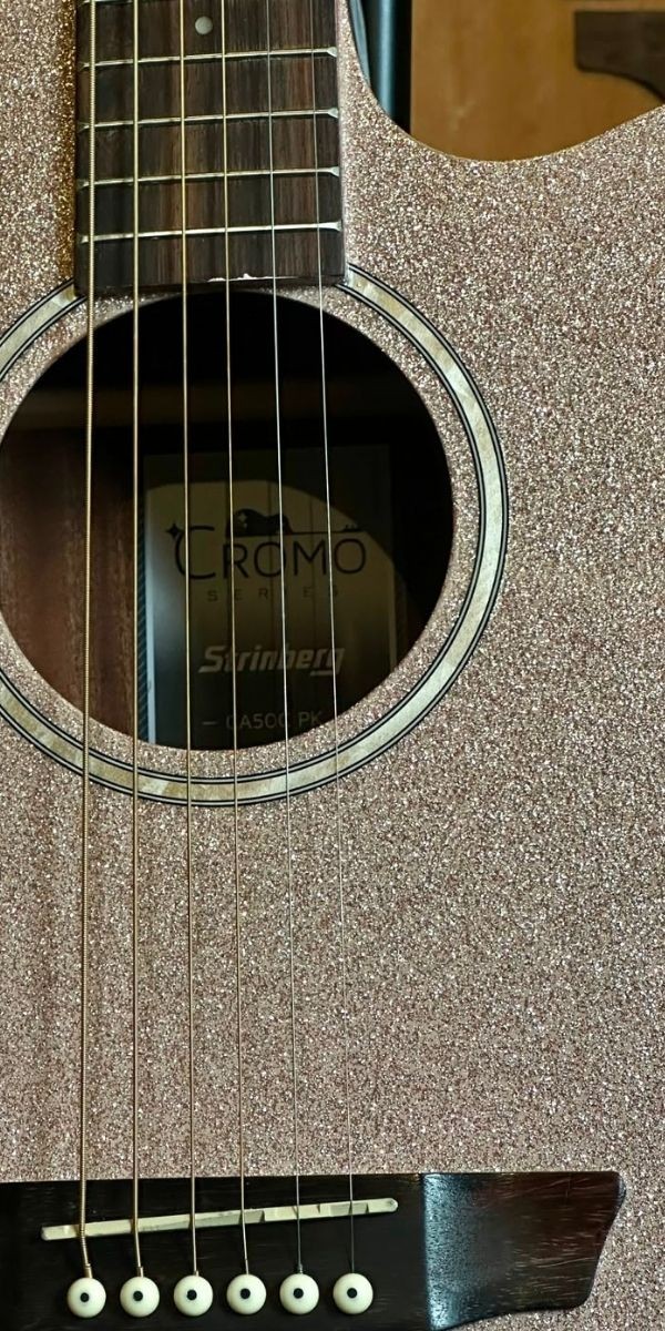 Violão Strinberg Ca50c pk Pink Sparkle Cromo Eletroacústico Aço Cutaway 