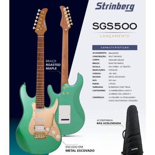 Guitarra Strinberg Hss Sgs500 Metalic Green Acompanha Bag 