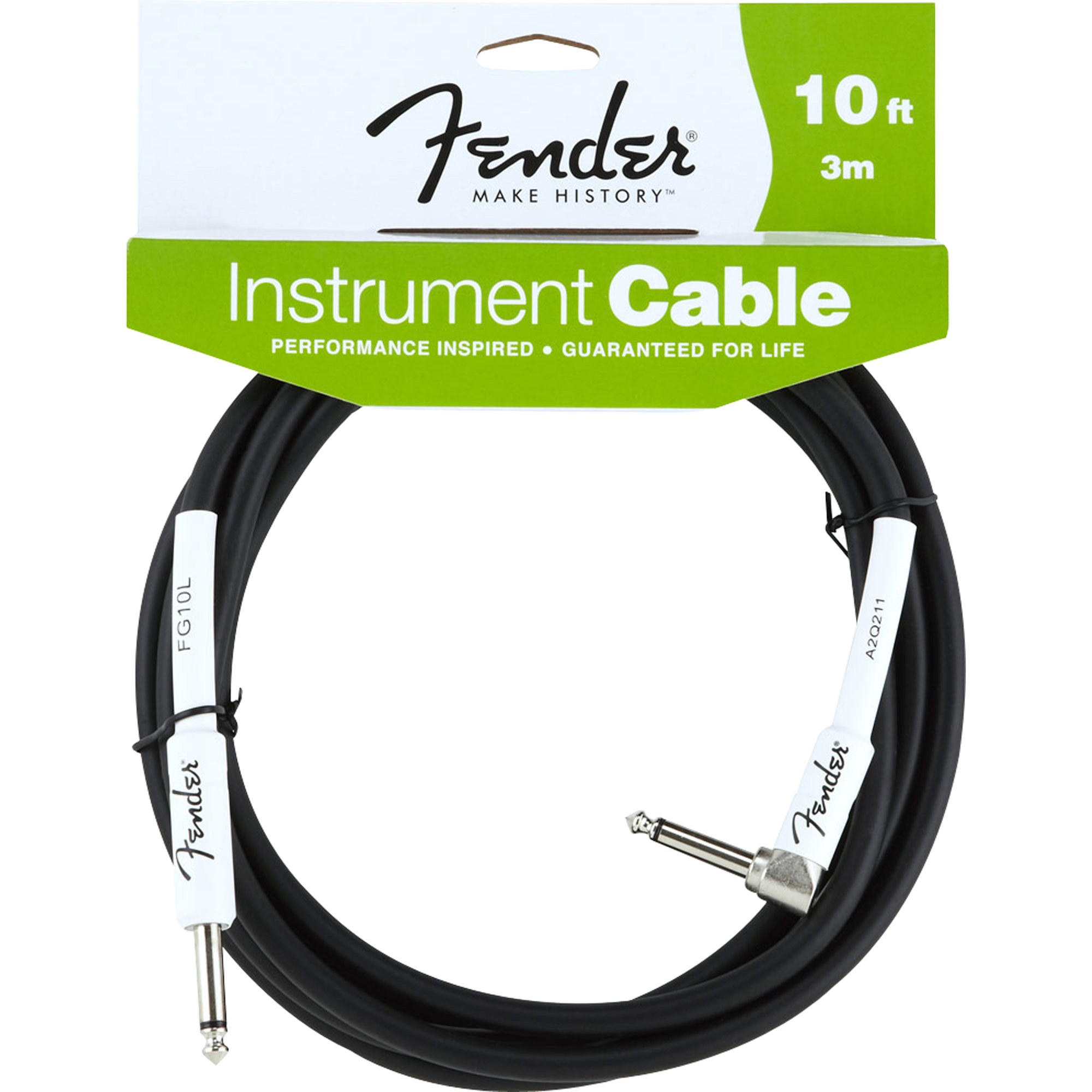 Cabo Fender Performance 3,0m Ang P10 x P10 Preto             