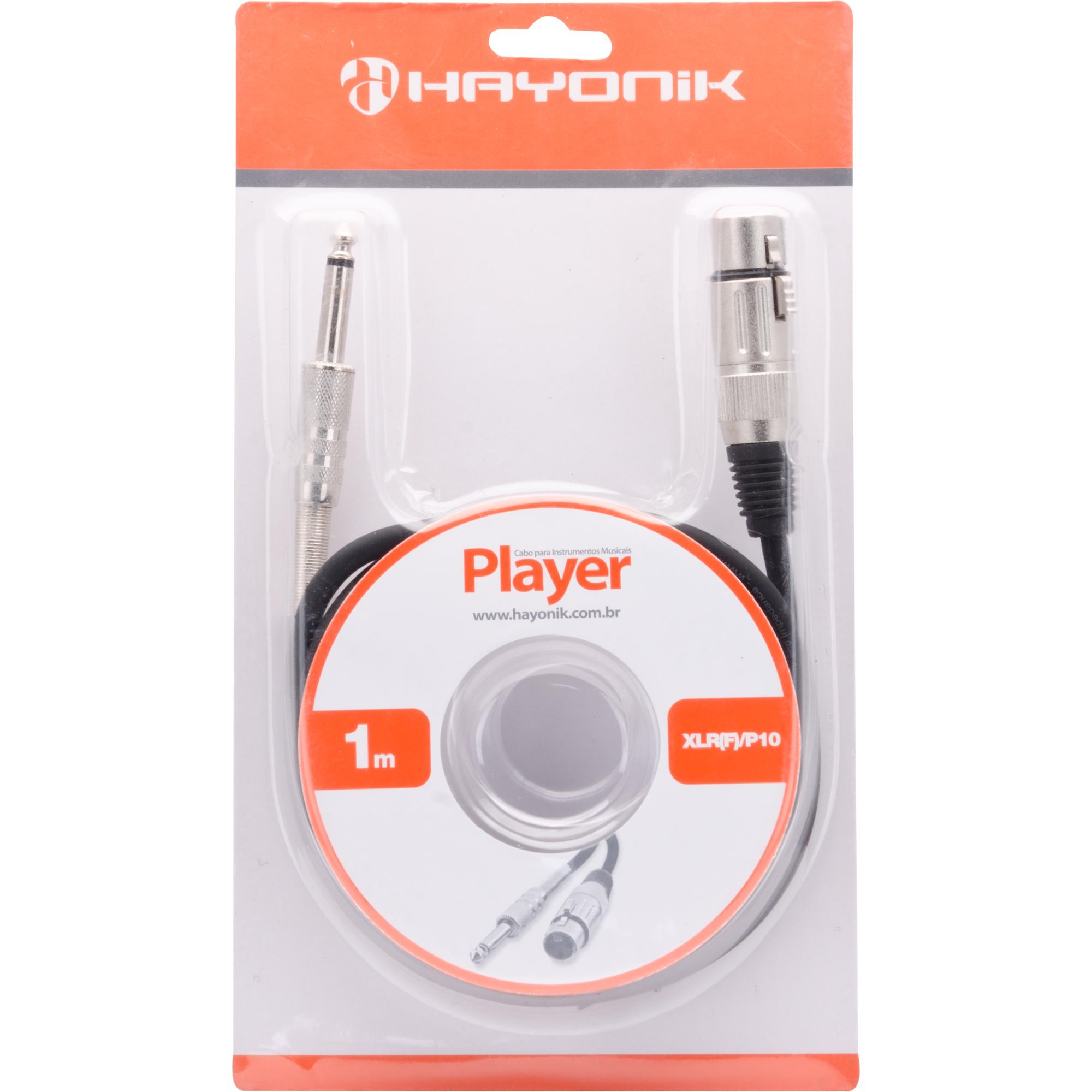 Cabo Para Microfone Xlr(f) x P10 1m Player Preto Hayonik 