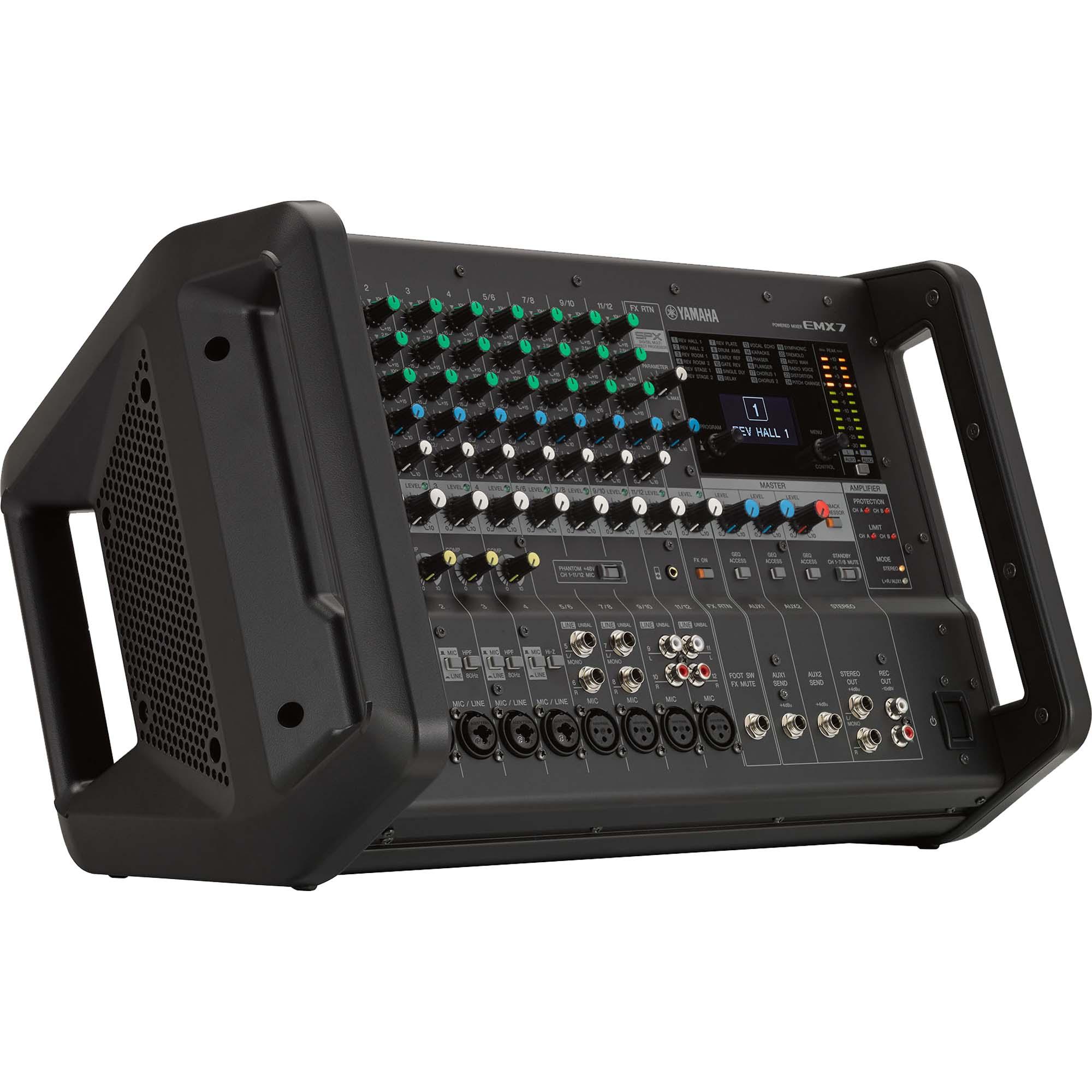 Mesa de Som Analógico Amplificado Emx7 Preto Yamaha 