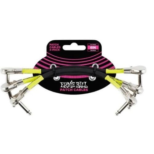 Cabo Pedal Ernie Ball 6" 15,24 cm Plug Flat C/3 P006059 Preto 