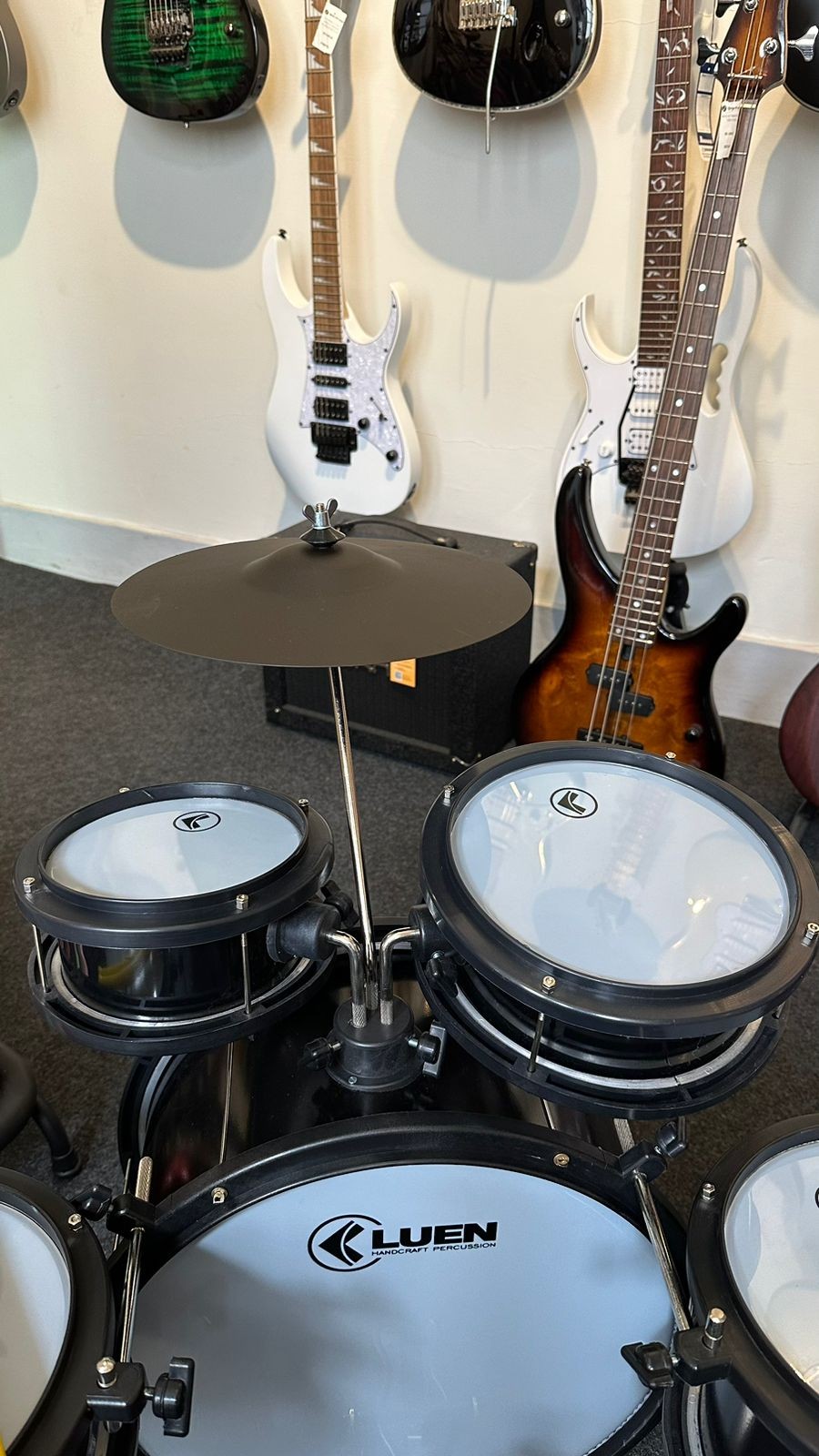 Bateria Infantil Luen Star Kids Preta Completa 