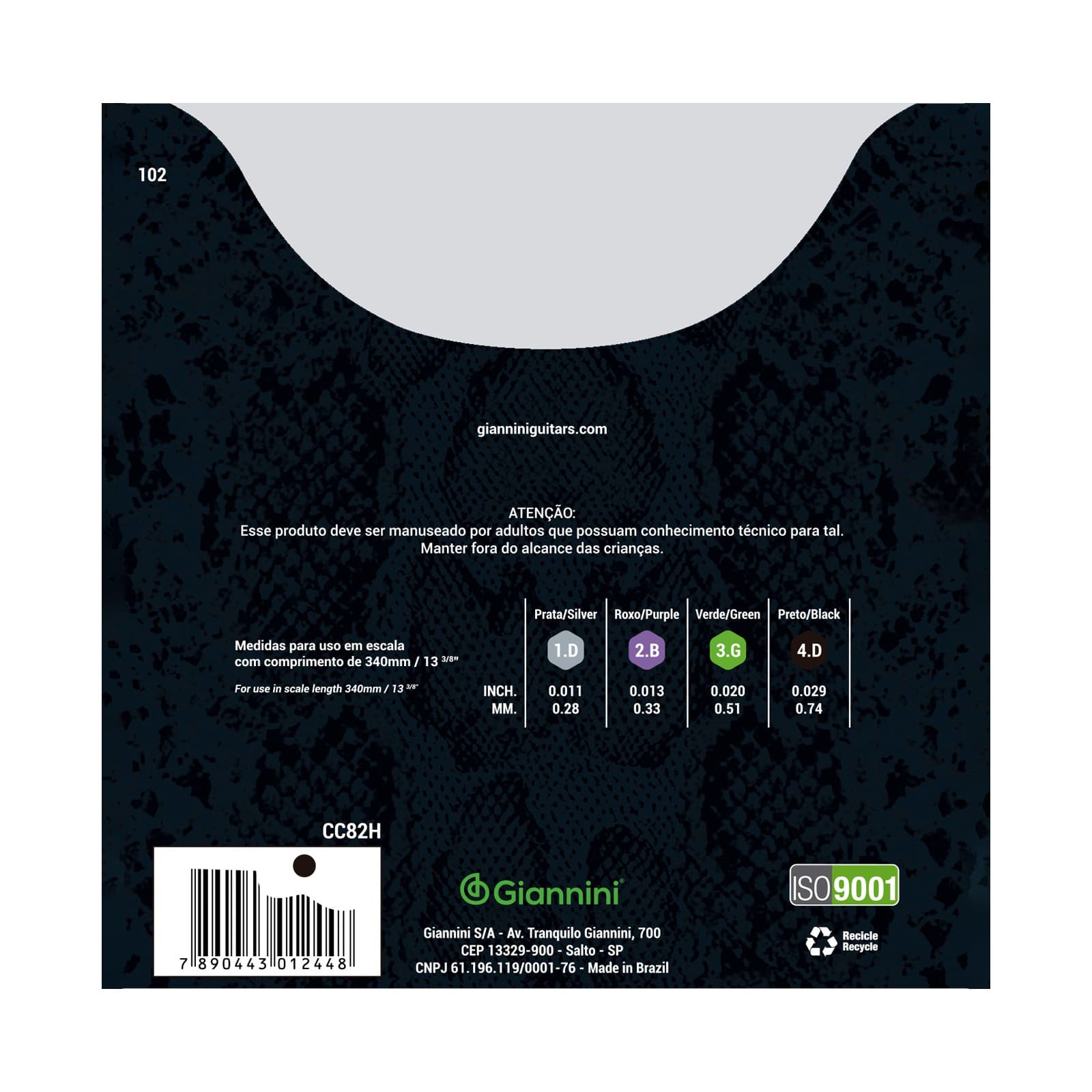 Encordoamento Cavaquinho Giannini Cobra Tensão Pesada Gesgp 