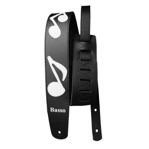 Correia Basso nm Branco Com Nota Musical Branca e Preta Para Guitarra, Violão e Baixo 