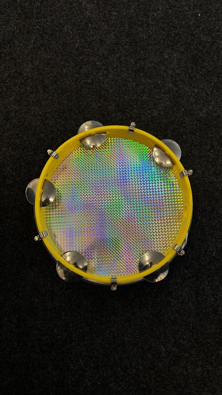 Pandeiro Luen 10 Profissional Pele Bandeira Aro Abs Cor Amarelo 