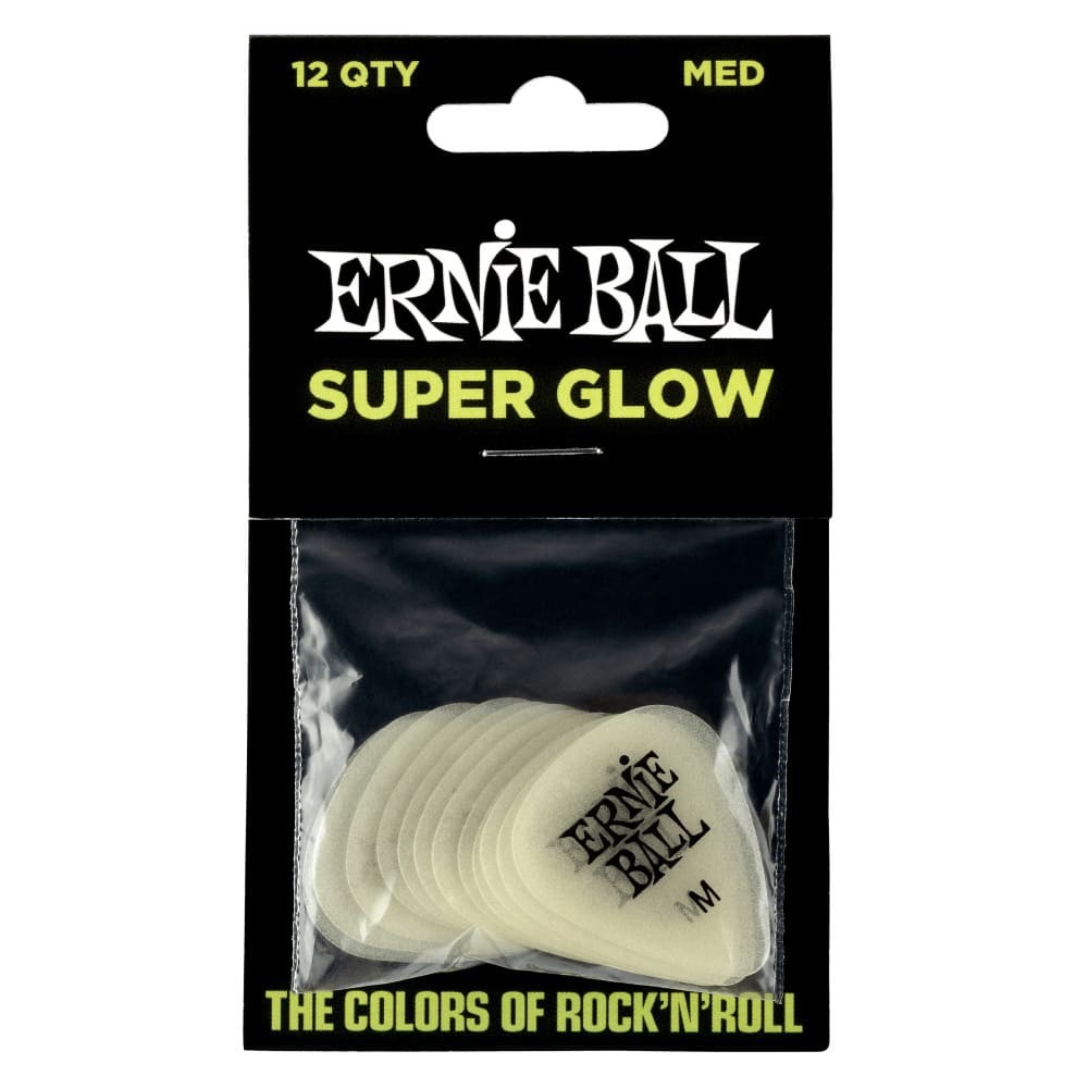 12 Palhetas Ernie Ball Super Glow Media Brilha Escuro P09225 