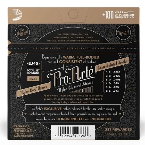 Encordoamento D'addario Violão Nylon Ej45 Media Pro Arte 