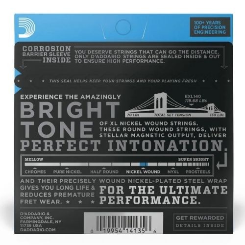 Encordoamento Para Guitarra 10-52 D'addario xl Nickel Exl140 