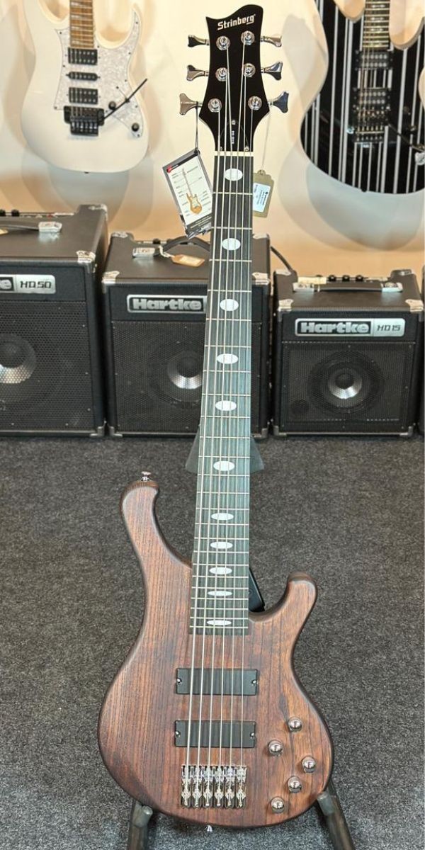 Baixo 6 Cordas Ativo Strinberg Asb66 Dark Wood Com Circuito Ativo e 24 Trastes 