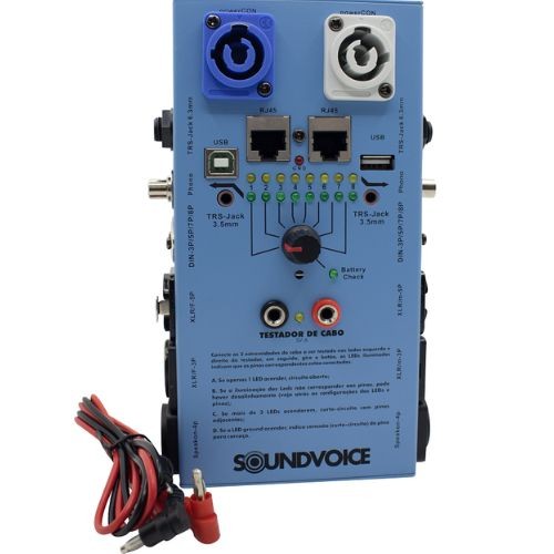 Testador de Cabos Soundvoice Sv-a 2820 Para áudio, Rede, Usb e Speakon 