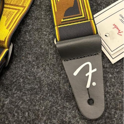 Correia Fender Weighless Monogram Black Yellow Brown Para Guitarra e Baixo 2" 