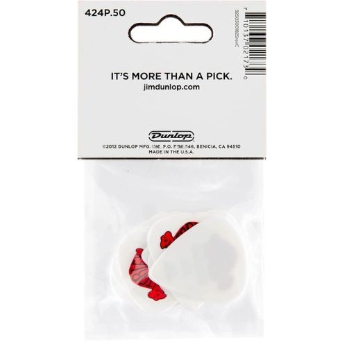 Dunlop 424p.50 Tortex® Wedge, Branco/vermelho, 0,5 Mm, Pacote Com 12 