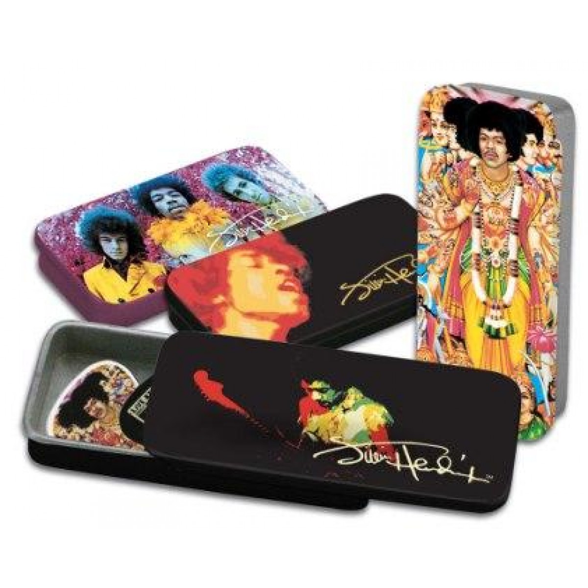 Palheta Jimi Hendrix Grossa/média Dunlop - Lata Personalizada Com 12 Unid 