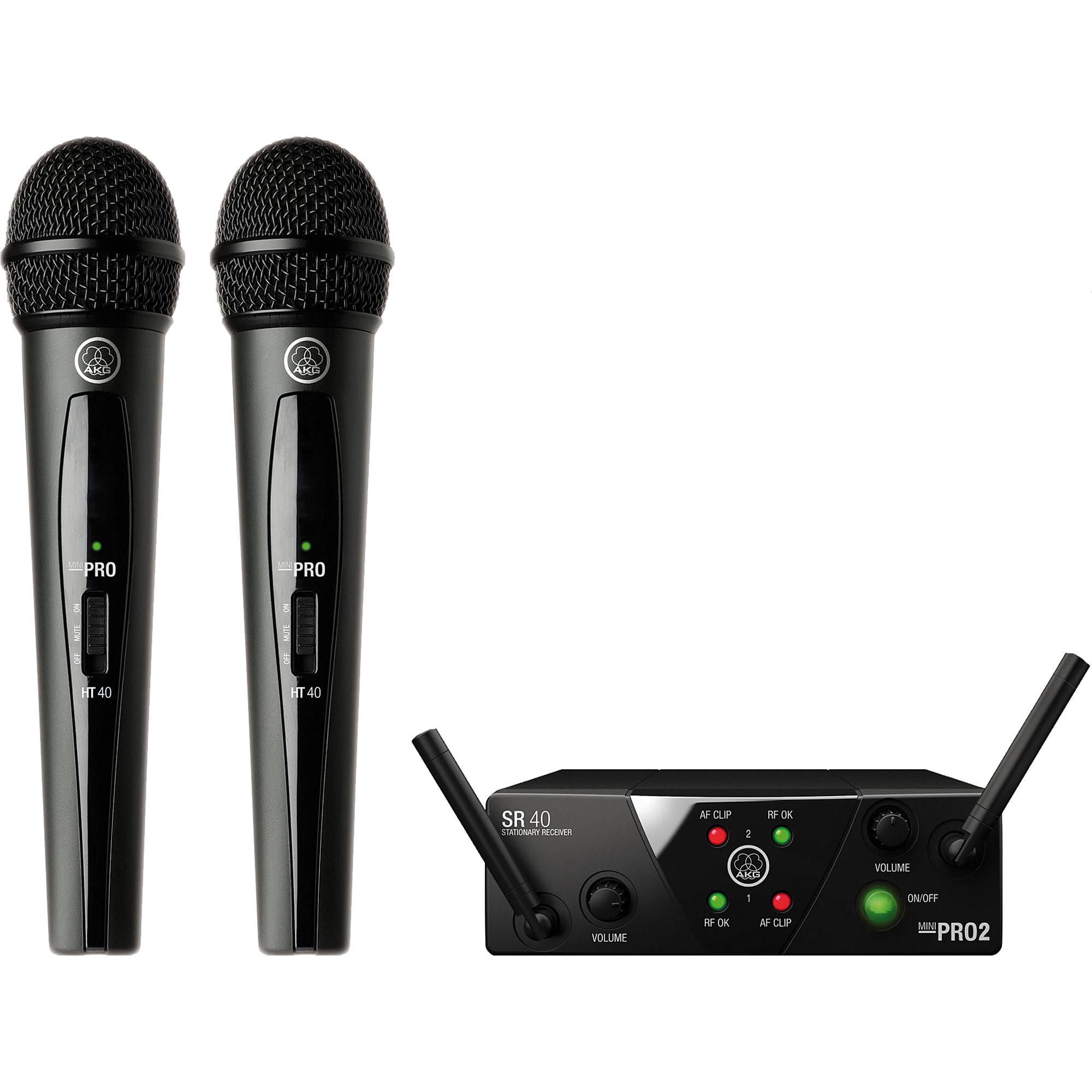 Microfone Sem Fio Wireless Mini Dual Wms40 Preto Akg 