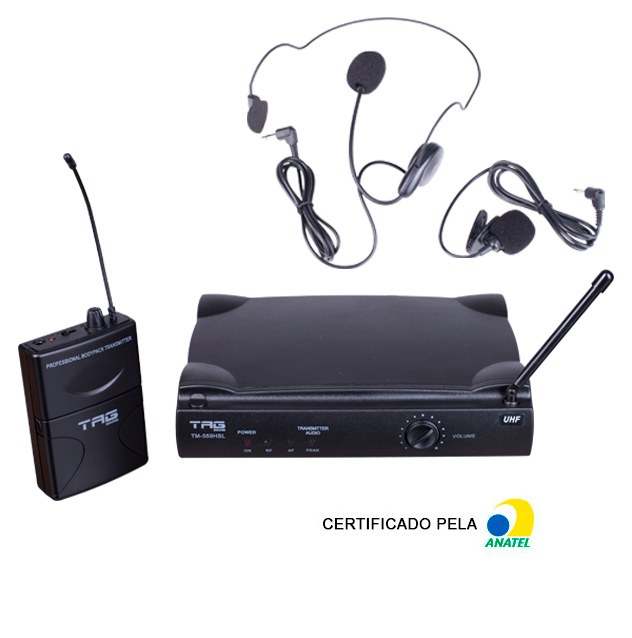 Microfone Sem Fio Tagsound Tm559hsl Headset e Lapela 