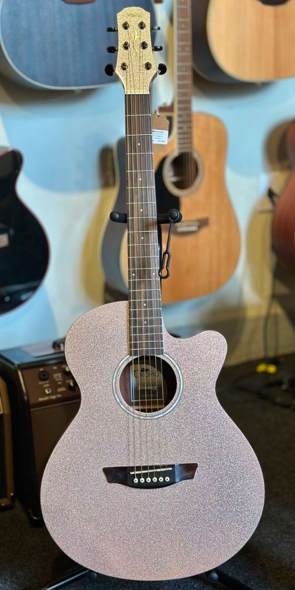 Violão Strinberg Ca50c pk Pink Sparkle Cromo Eletroacústico Aço Cutaway 
