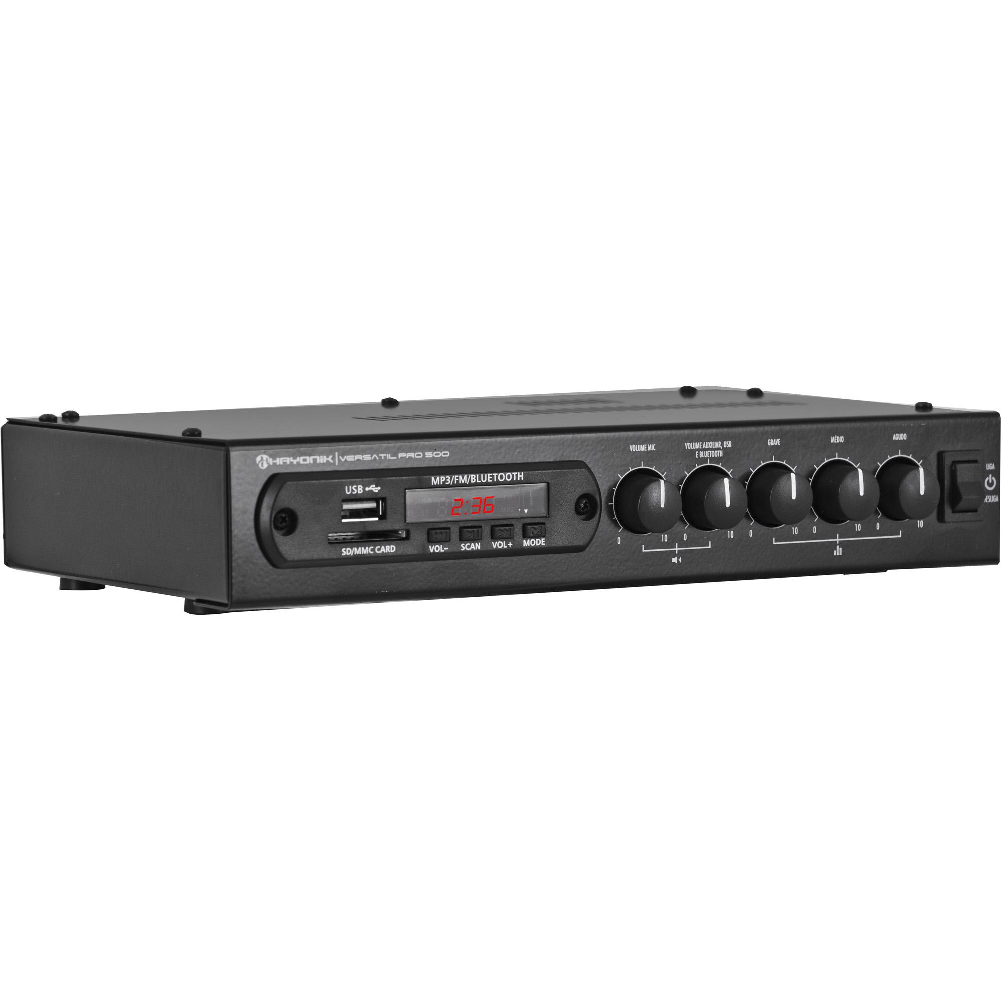 Amplificador 50w Com Bluetooth Versatil Pro-500 Preto Hayonik 