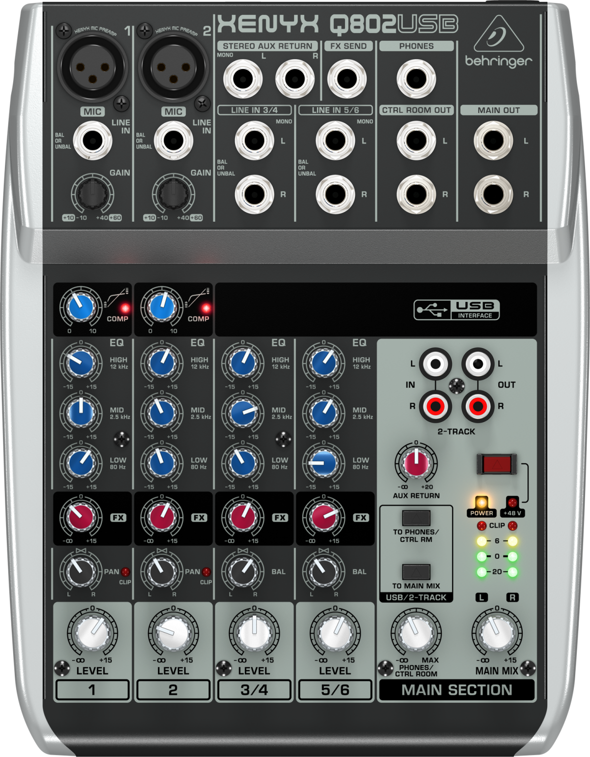 Mesa de Som Mixer Behringer Xenyx Q802 Usb 