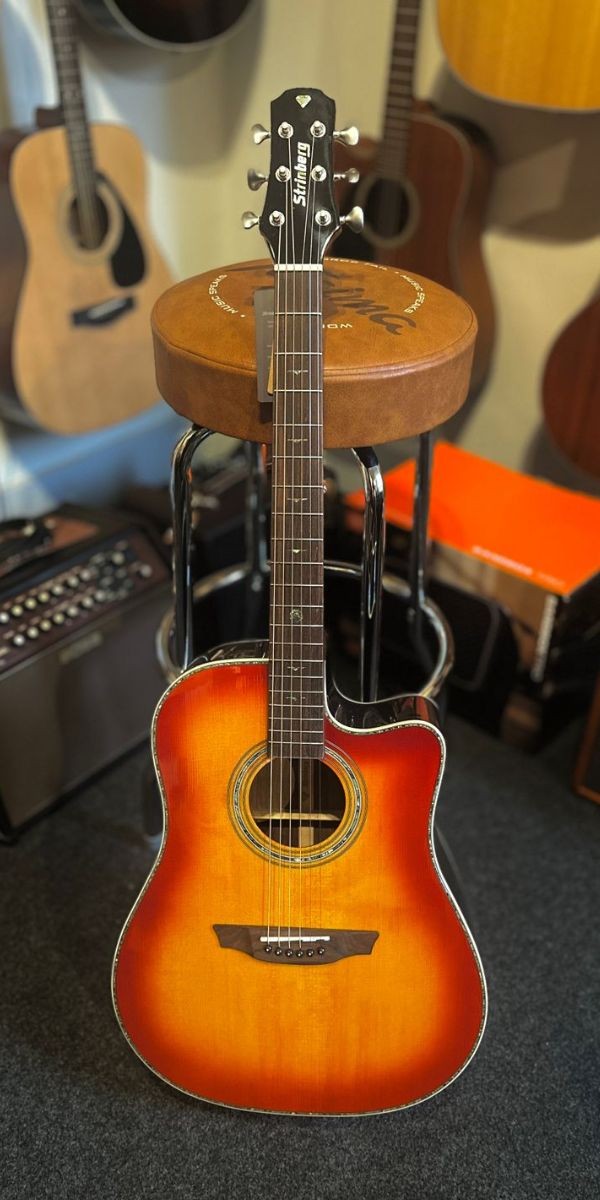 Violão Aço Elétrico Cutaway Strinberg Diamond Dd5sc Cherry Sunburst Folk Com Case 